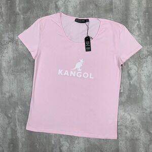 Kangol Top Womens Medium Pink Short Sleeve Casual Kangaroo Graphic Shirt NWT